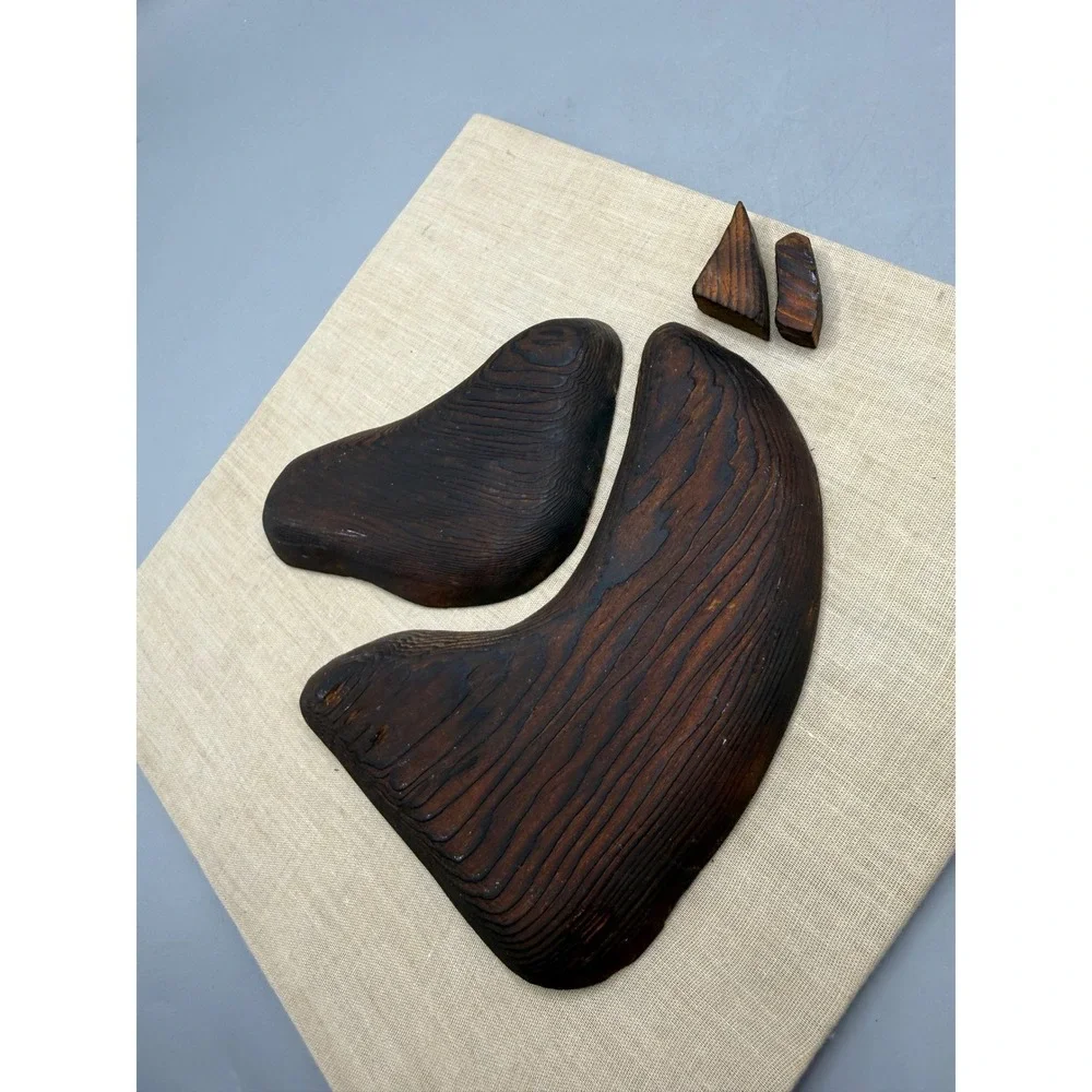 Vintage Mid Century Modern Abstract Wood Horse Head Wall Art Linen Board 9.5in